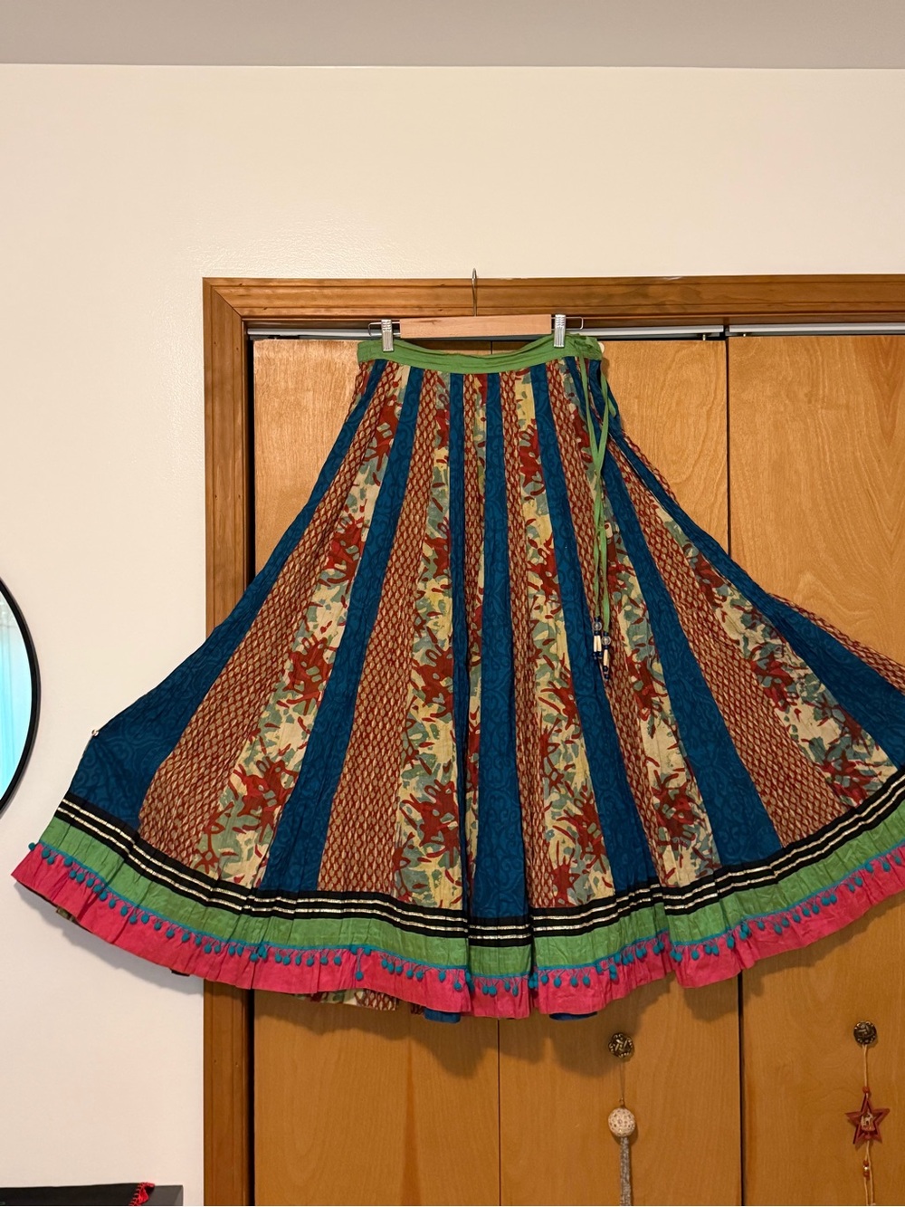 Bohemian Multi-Print Maxi Skirt - Green Trim